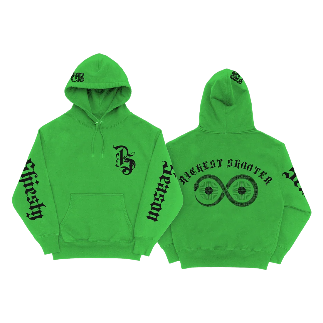 Pooh Shiesty Shiesty Gothic Green Hoodie with Back Snake Print