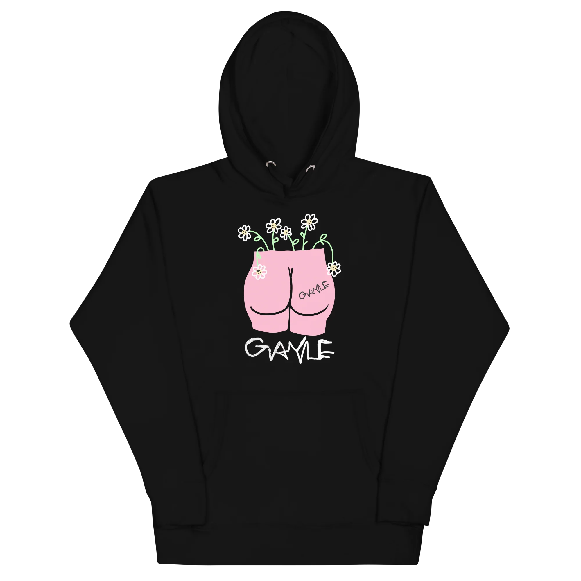 GAYLE Flower Vase Hoodie Black Cotton Blend Unisex