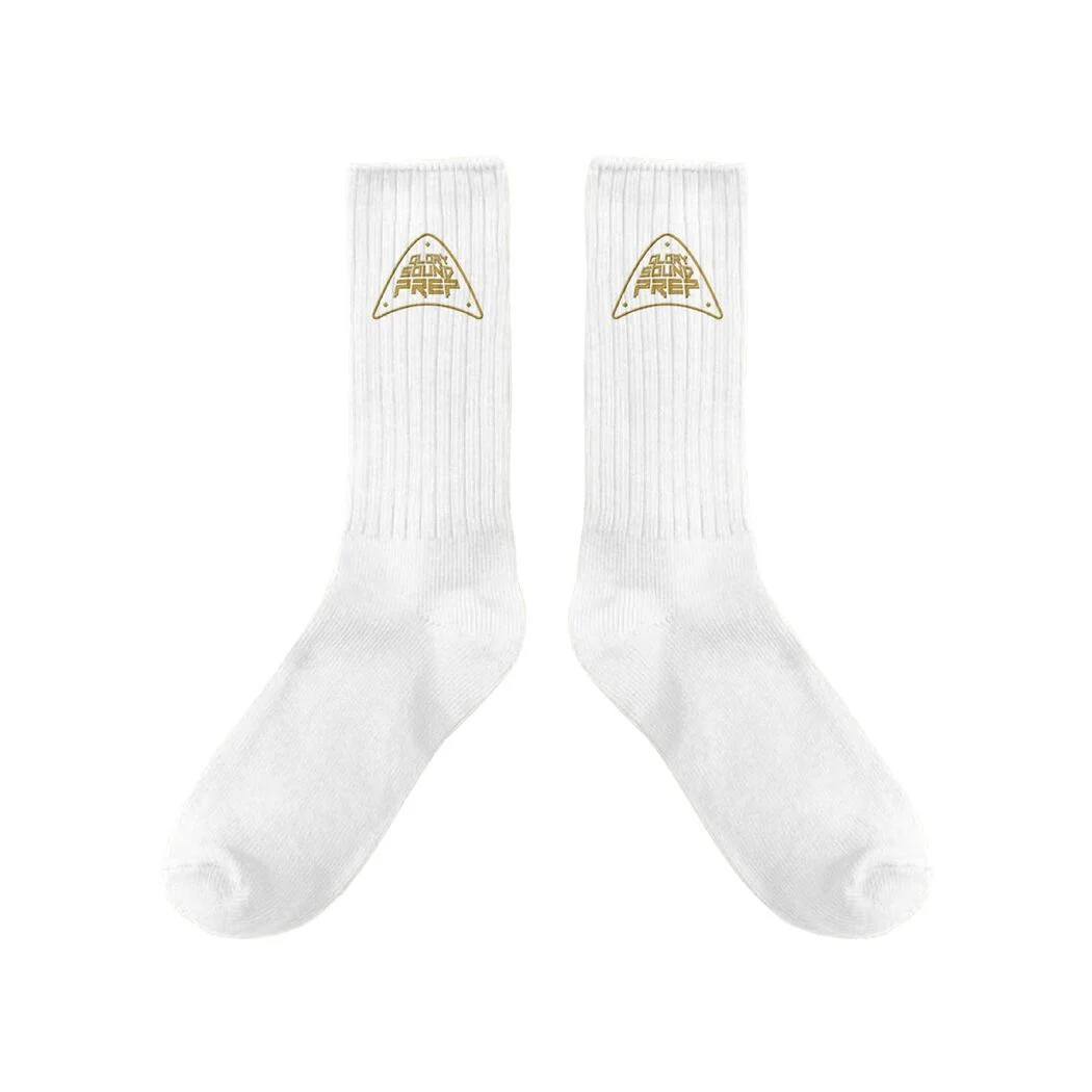 GSP White Socks With Gold Thread Embroidery