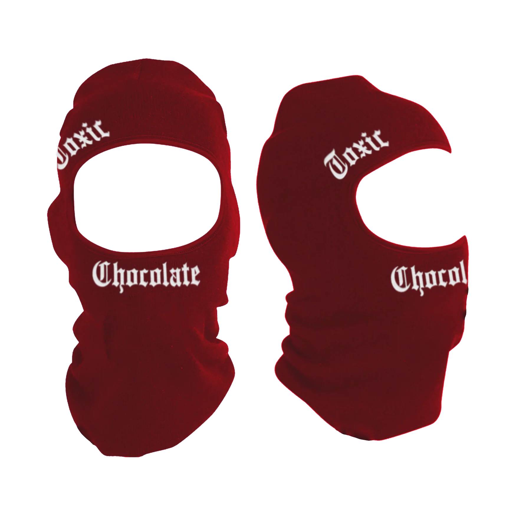 Kaliii Toxic Chocolate Hooded Face Mask in Red and White