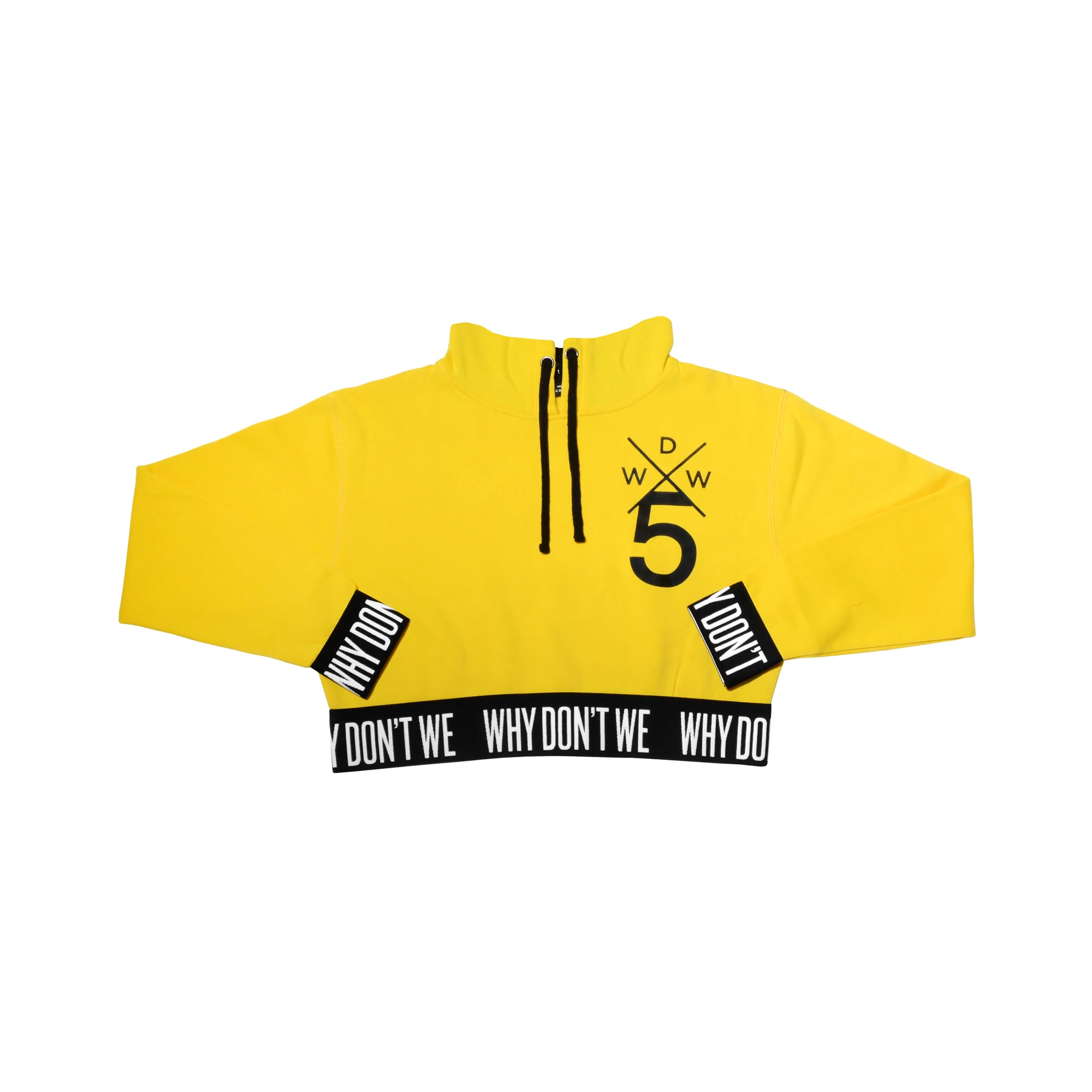 Why Don't We Yellow Crop Top Hoodie with Band Logo Print