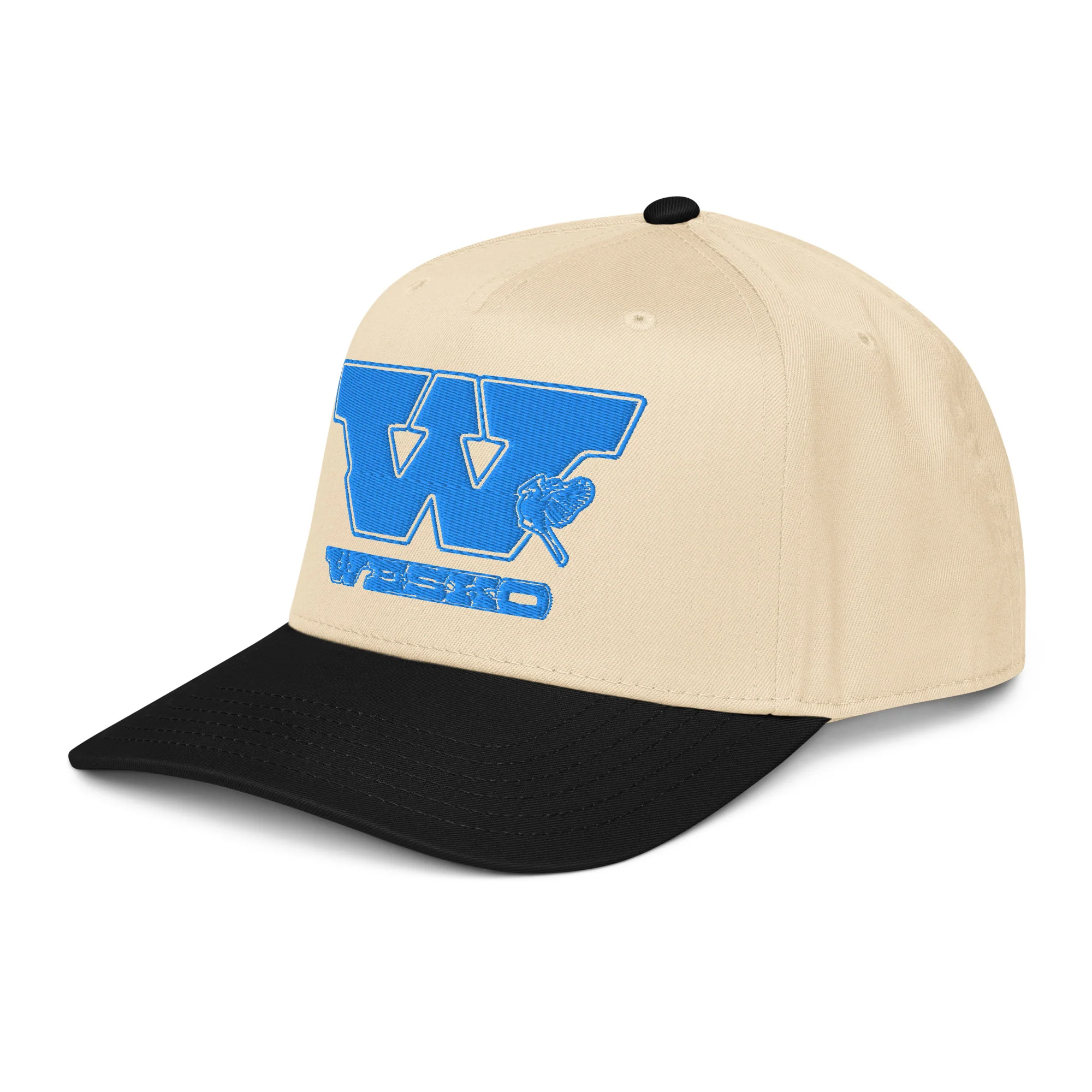 Cardinal Logo Embroidered Hat in Black and Natural Cotton