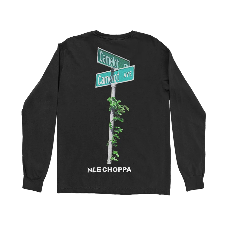 NLE Choppa Camelot Long Sleeve T-Shirt in Black