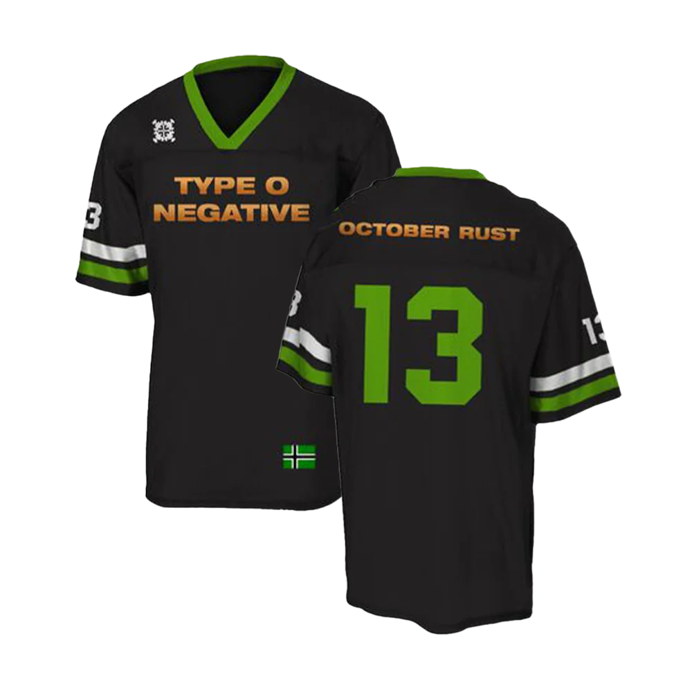 Type O Negative October Rust Football Jersey with Embroidered Logo