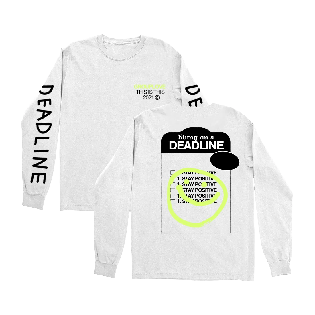 Grouplove Living on a Deadline Long Sleeve T-Shirt in White