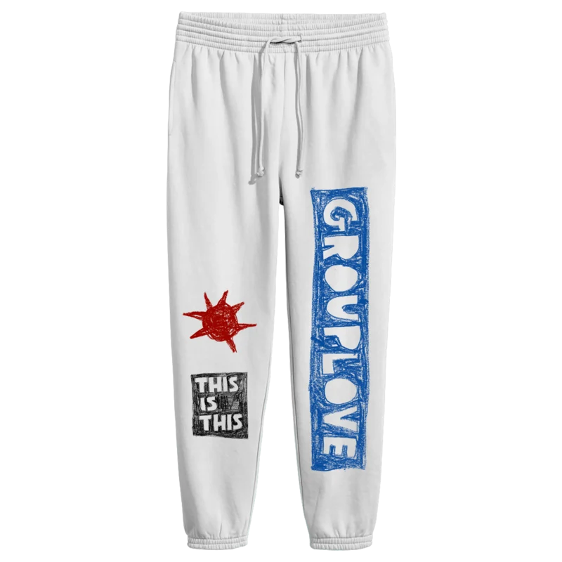 This Sun Sweatpants White Grouplove Unisex Cotton