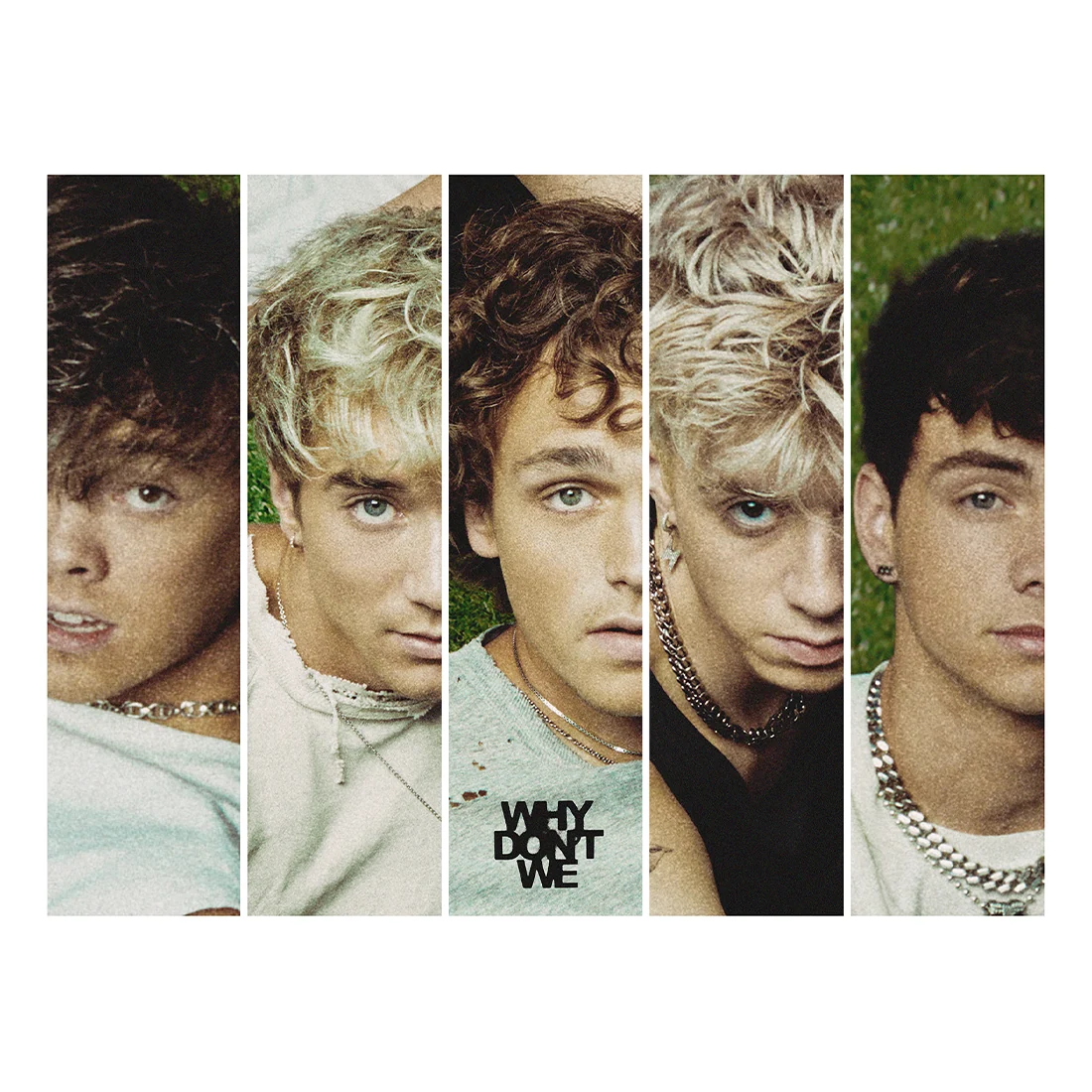 Why Don't We White Space Poster with Band Member Faces