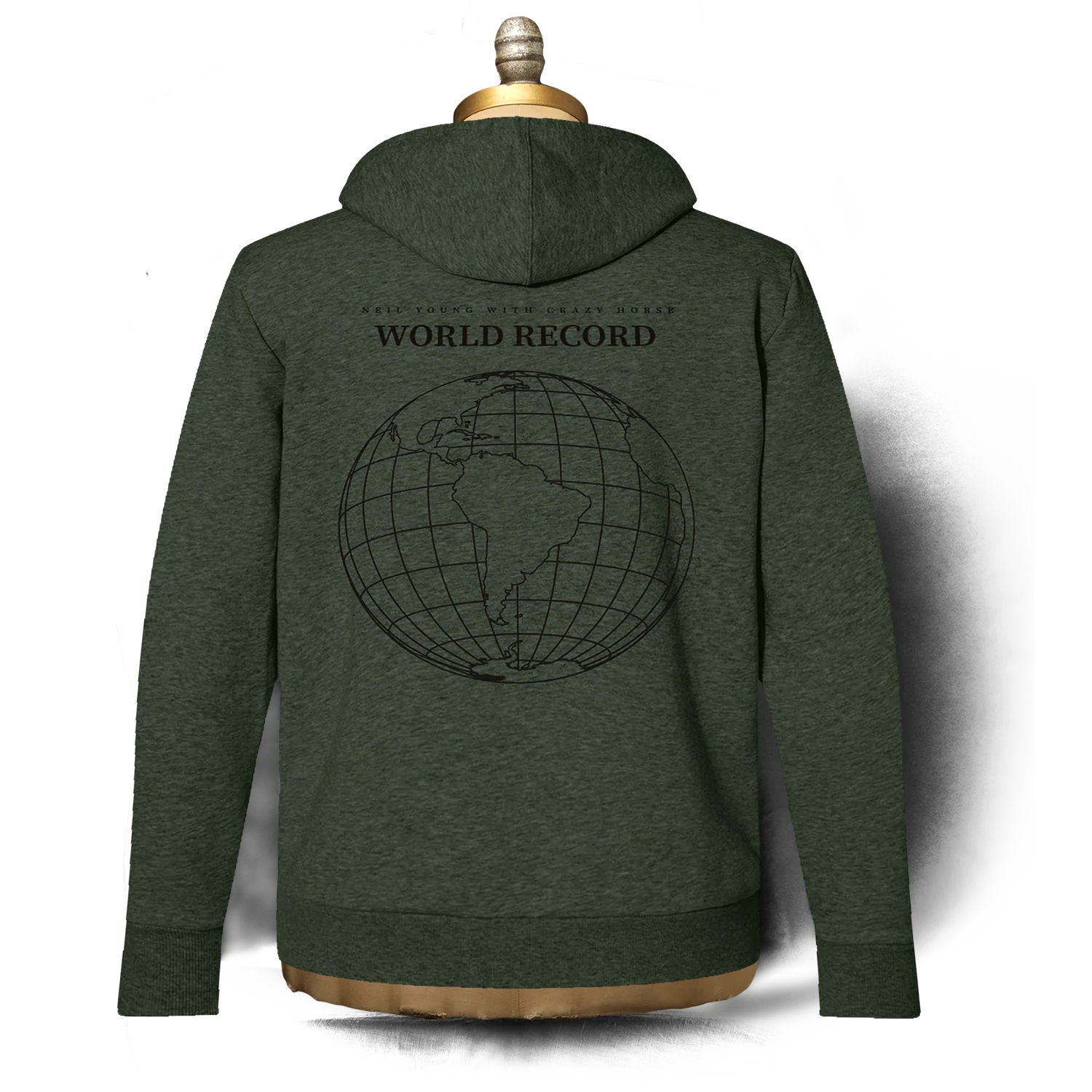 Neil Young World Record 拉链连帽衫，前后印花