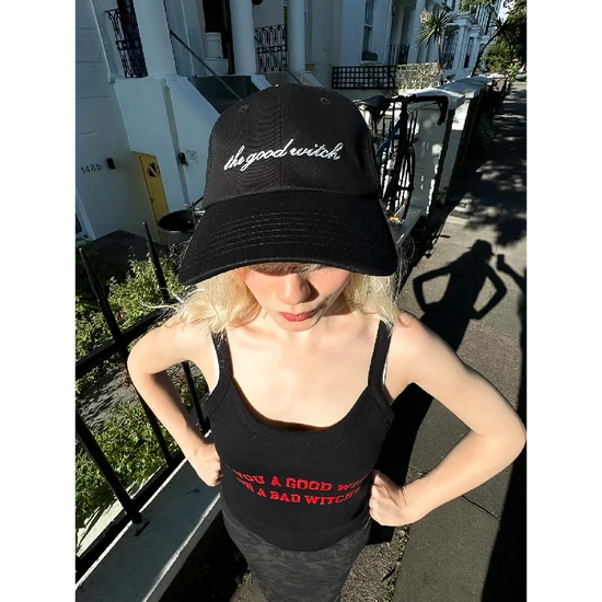Maisie Peters The Good Witch Cursive Cap in Black Cotton Twill
