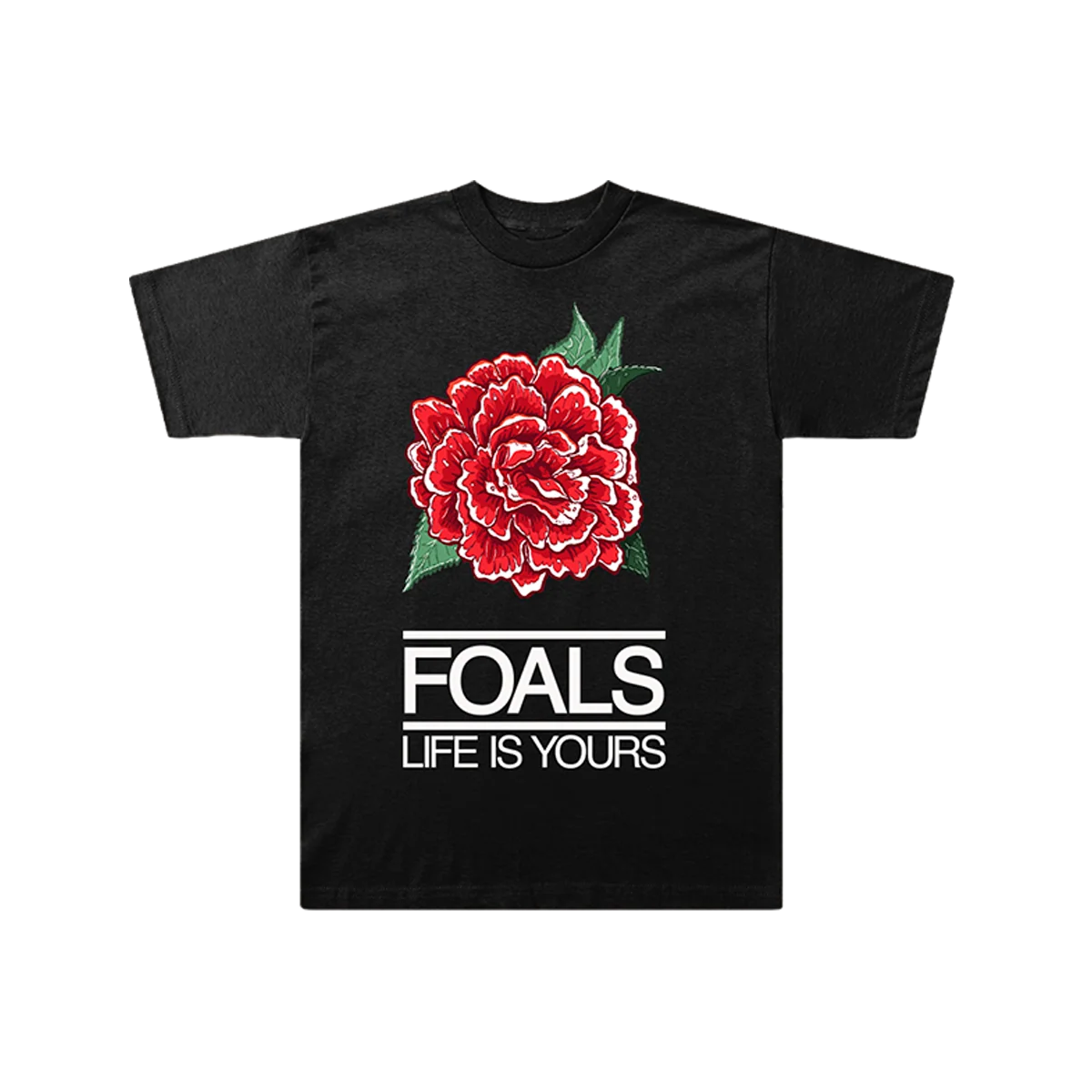 Foals Red Rose 图案 T 恤 Airlume 棉质