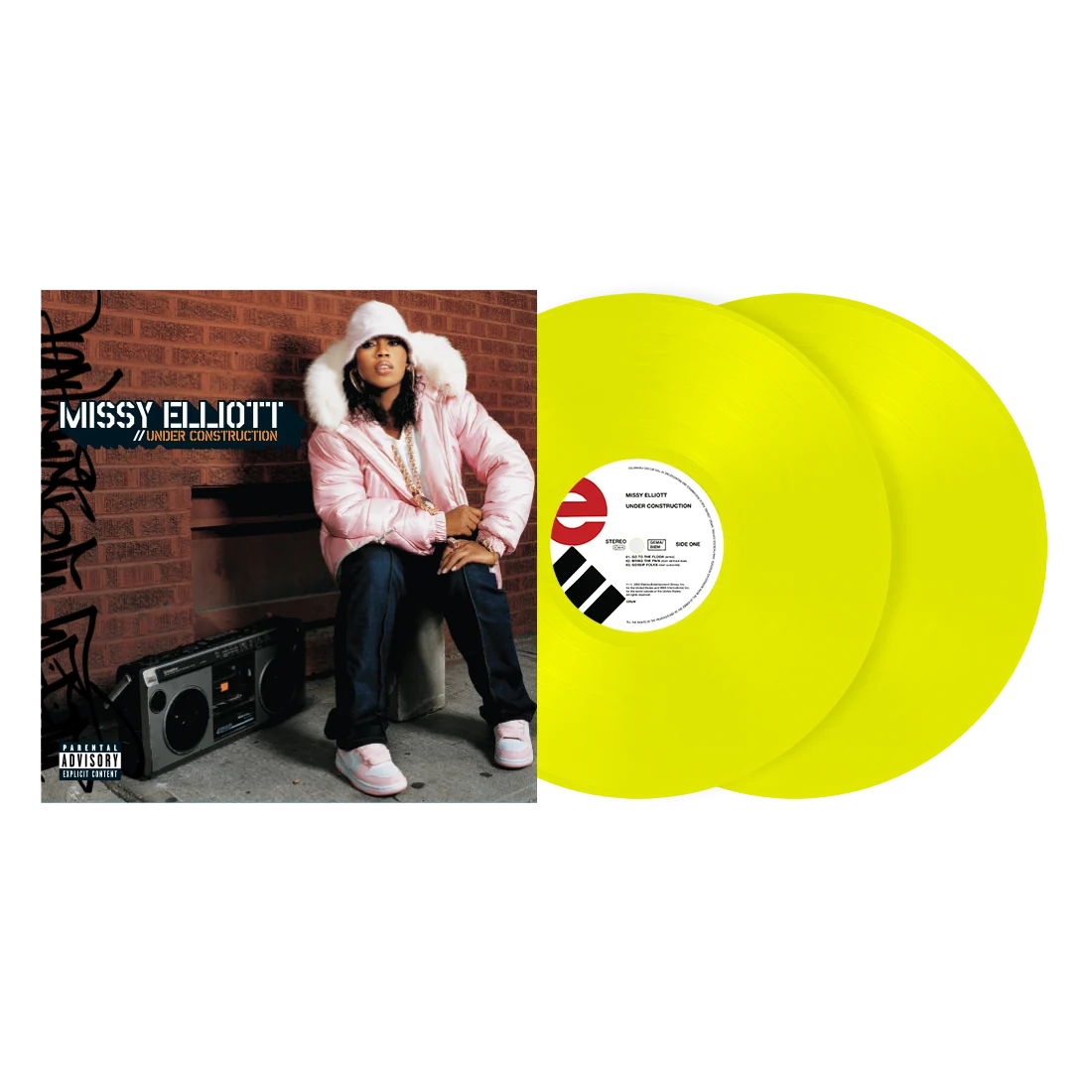 Missy Elliott Under Construction Neon Yellow 2LP Vinyl