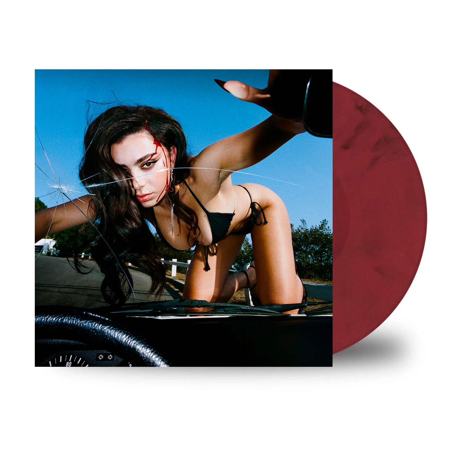 Charli XCX CRASH 12 Inch Black and Red Marble LP