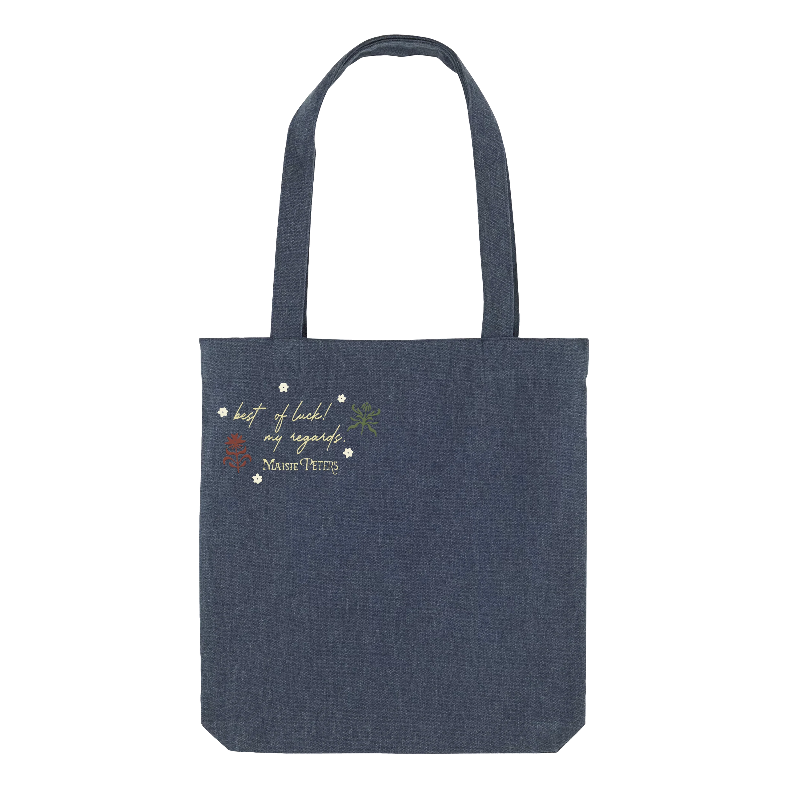 Maisie Peters Florescence Tote Bag in Navy Blue Denim Look