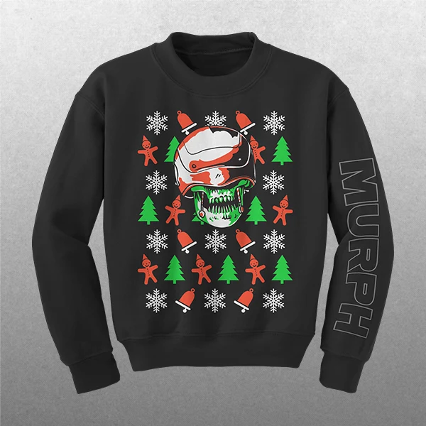 MUSE Murph Jumper Black Crewneck Sweatshirt with Sleeve Print