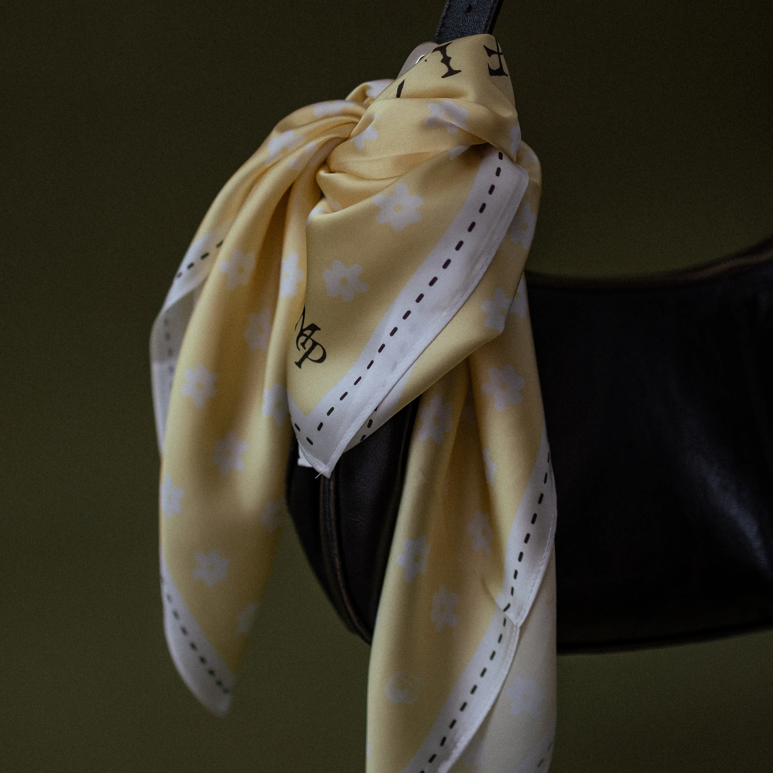 Florescence Scarf in Pale Yellow with Floral Album Print