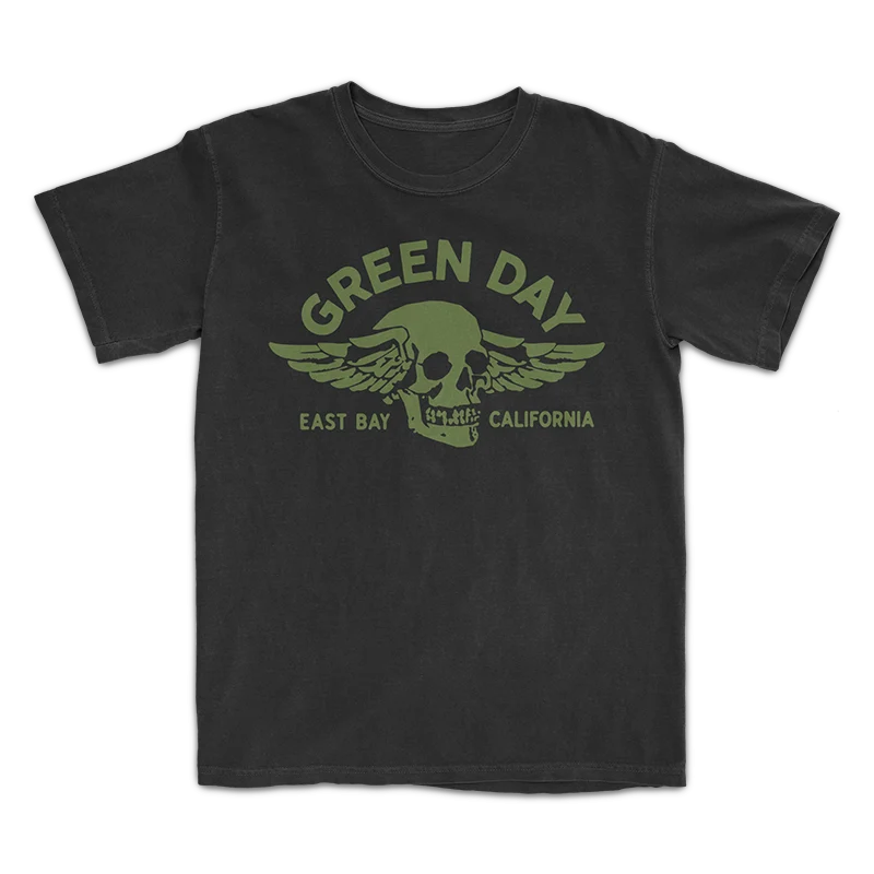 Winged Skull T-Shirt by Green Day in Black Cotton