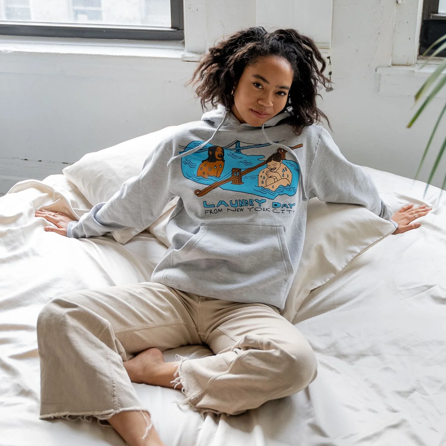 Bath Time Grey Hoodie in Heavy Blend Cotton