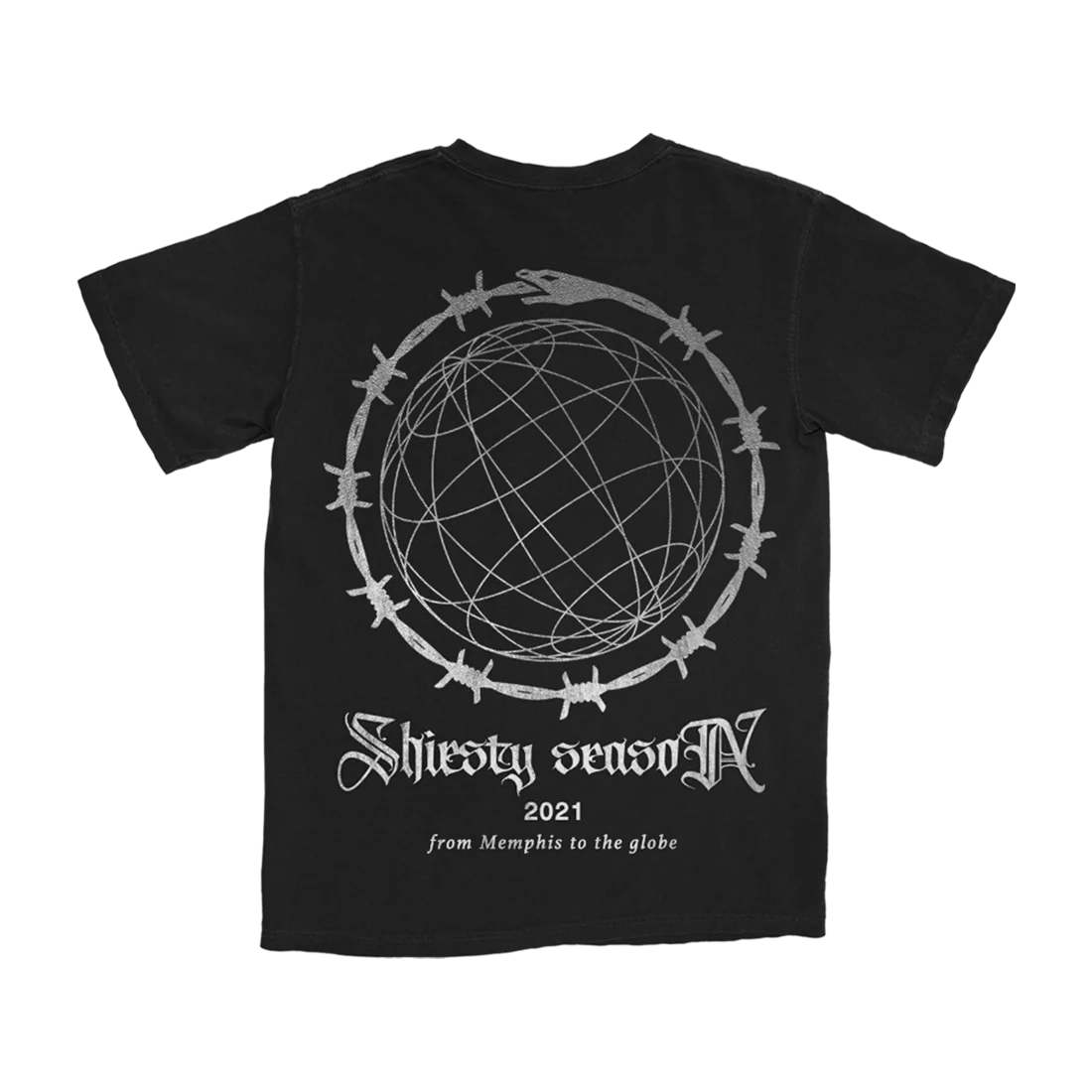 Shiesty Globe T恤（银色标志和背部蛇纹印花）