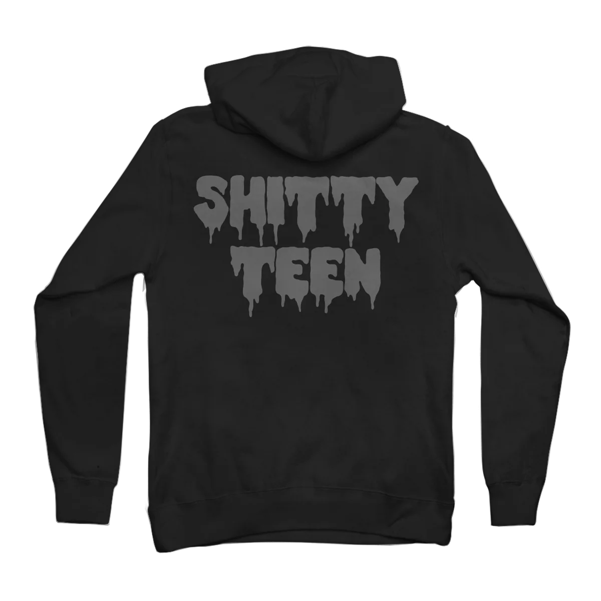 Shitty Teen Black Zip Hoodie by Lindsey Way for Unisex Wear