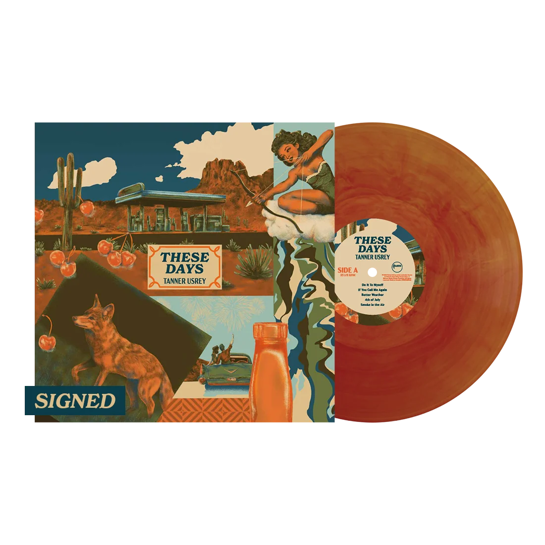 Tanner Usrey These Days Signed Orange Blend Vinyl LP