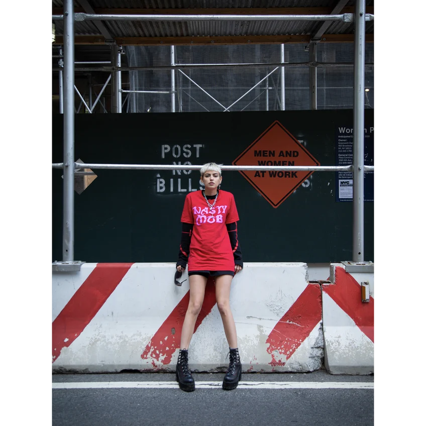 Rico Nasty Nasty Mob T-Shirt in Red with Pink Print