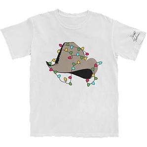 Christmas Light Hat T-Shirt in White Cotton