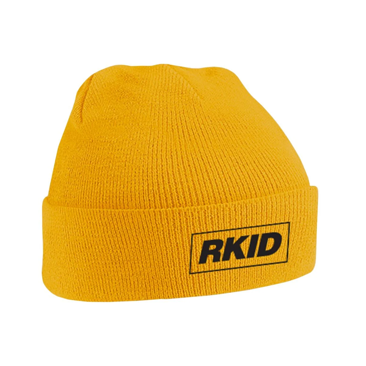Liam Gallagher RKID Yellow Beanie in Mustard with Front Embroidery