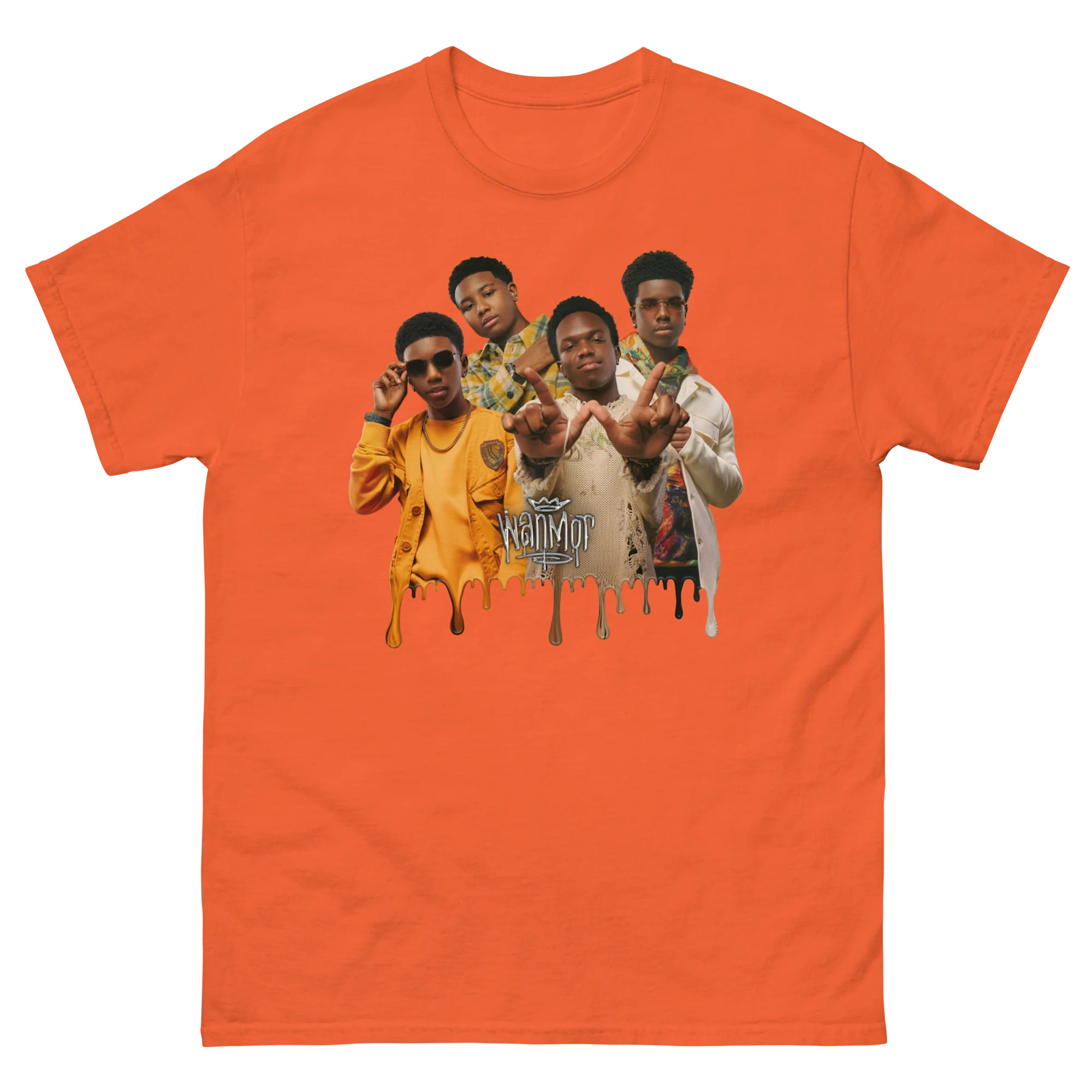 WanMor Drip Photo Orange T-shirt Unisex Cotton Tee