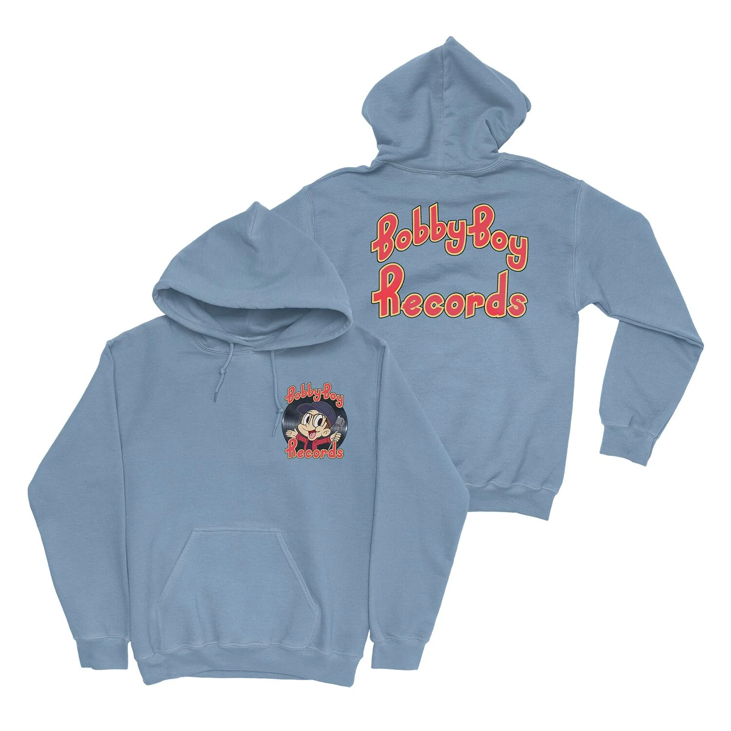 Bobby Boy Records Light Blue Hoodie in a Poly Cotton Blend