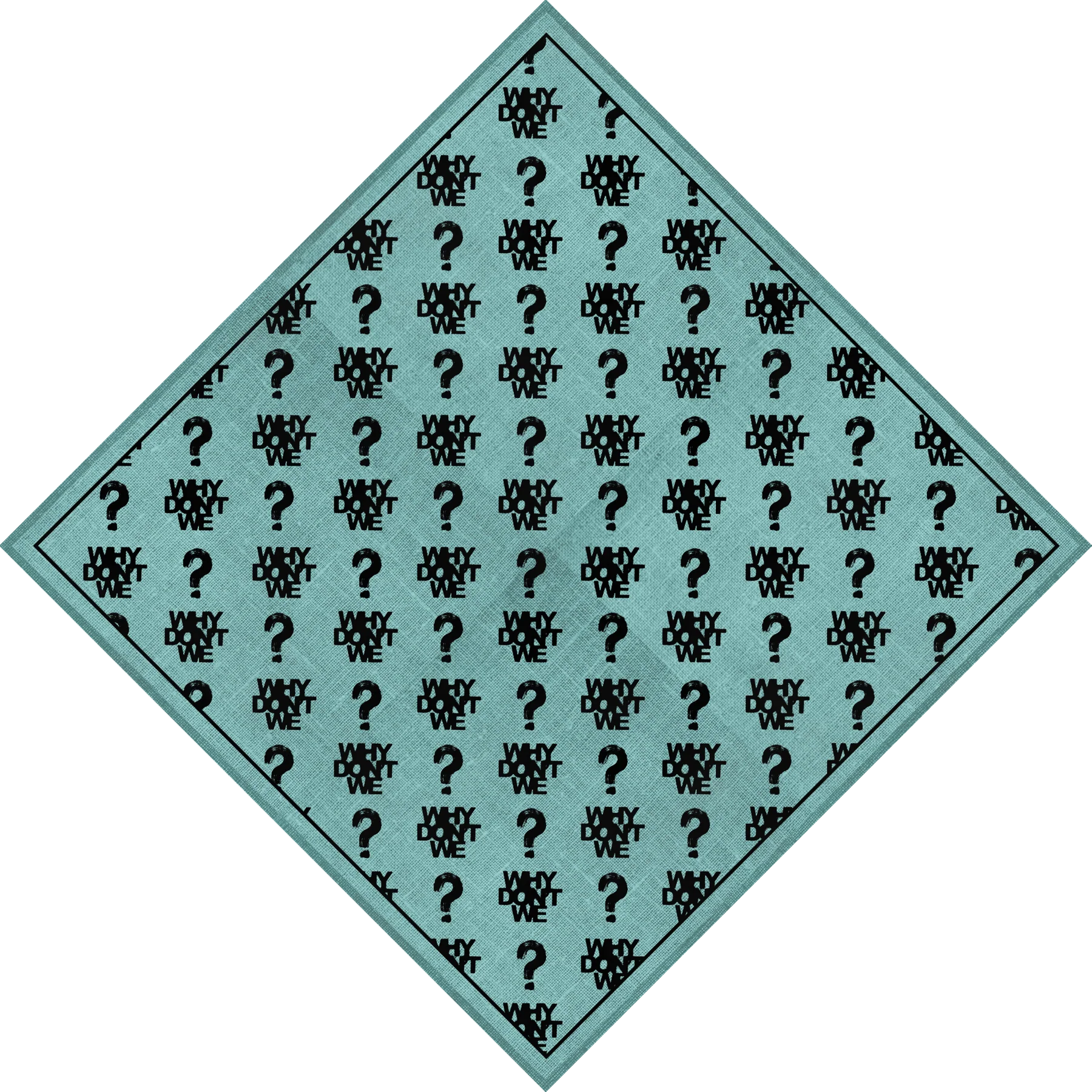 Why Don't We Logo Pattern Teal Bandana in Cotton