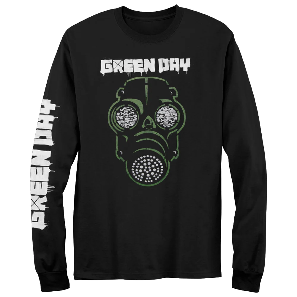 Green Day Gas Mask Long Sleeve T-Shirt in Black