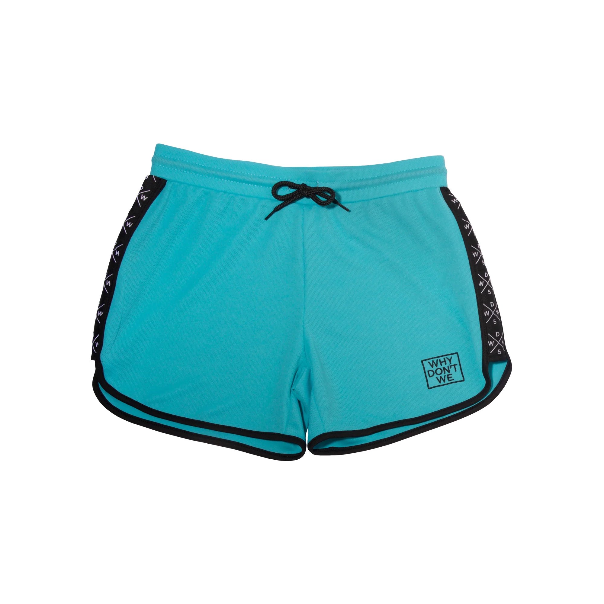 Why Don't We Panel Shorts in Turquoise With Embroidered Logos