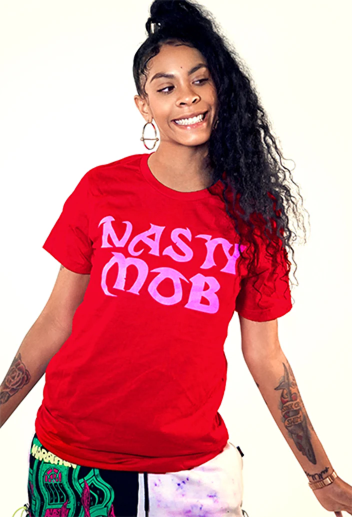 Rico Nasty Nasty Mob T-Shirt in Red with Pink Print