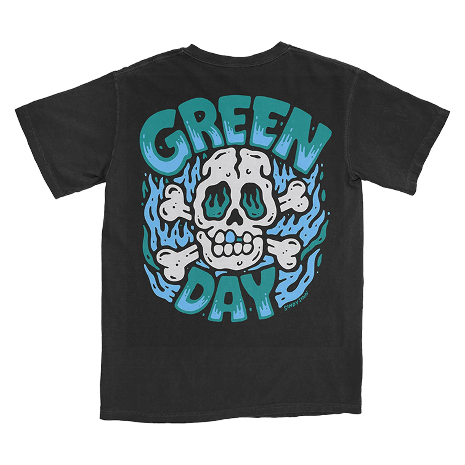 Green Day Blue Skull T-Shirt in Black Cotton Unisex Fit