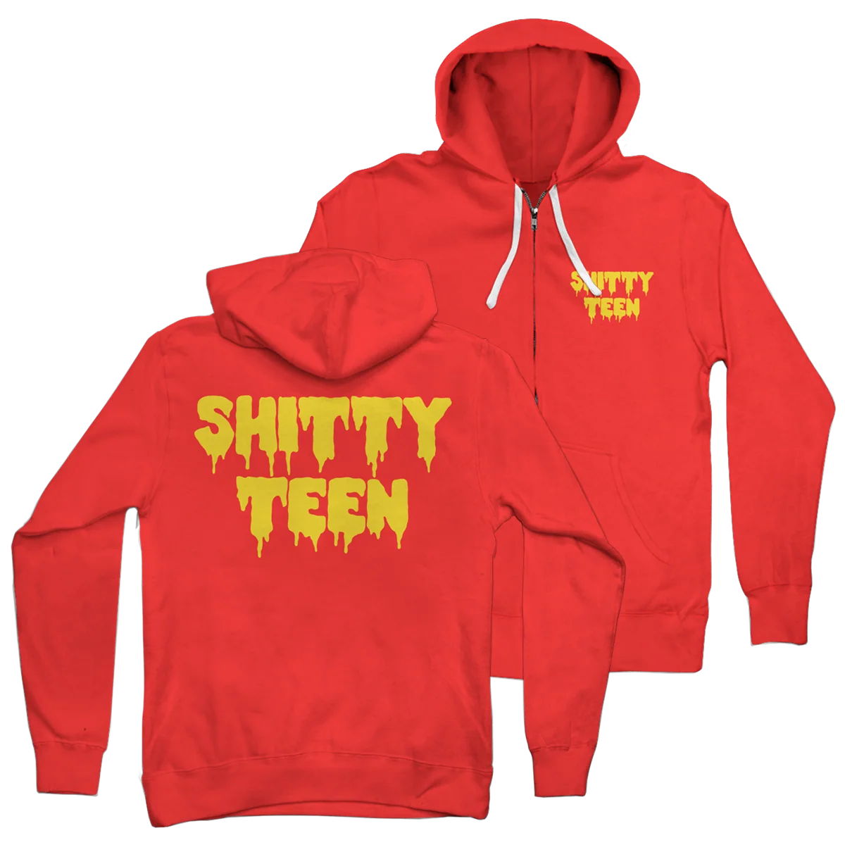 Shitty Teen 红色拉链连帽衫 by Lindsey Way