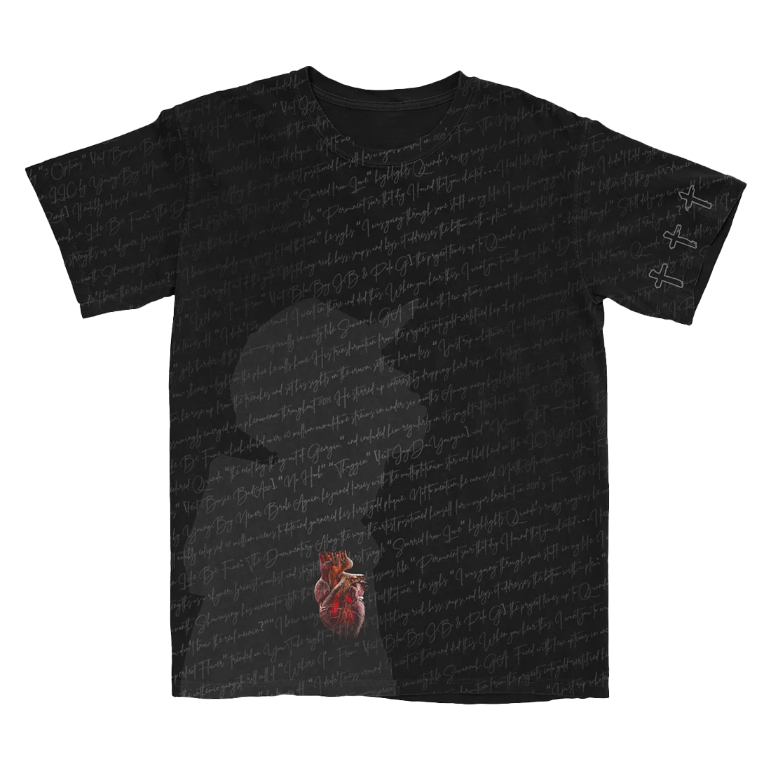 Quando Rondo Diary All Over Heart T-Shirt Black Unisex