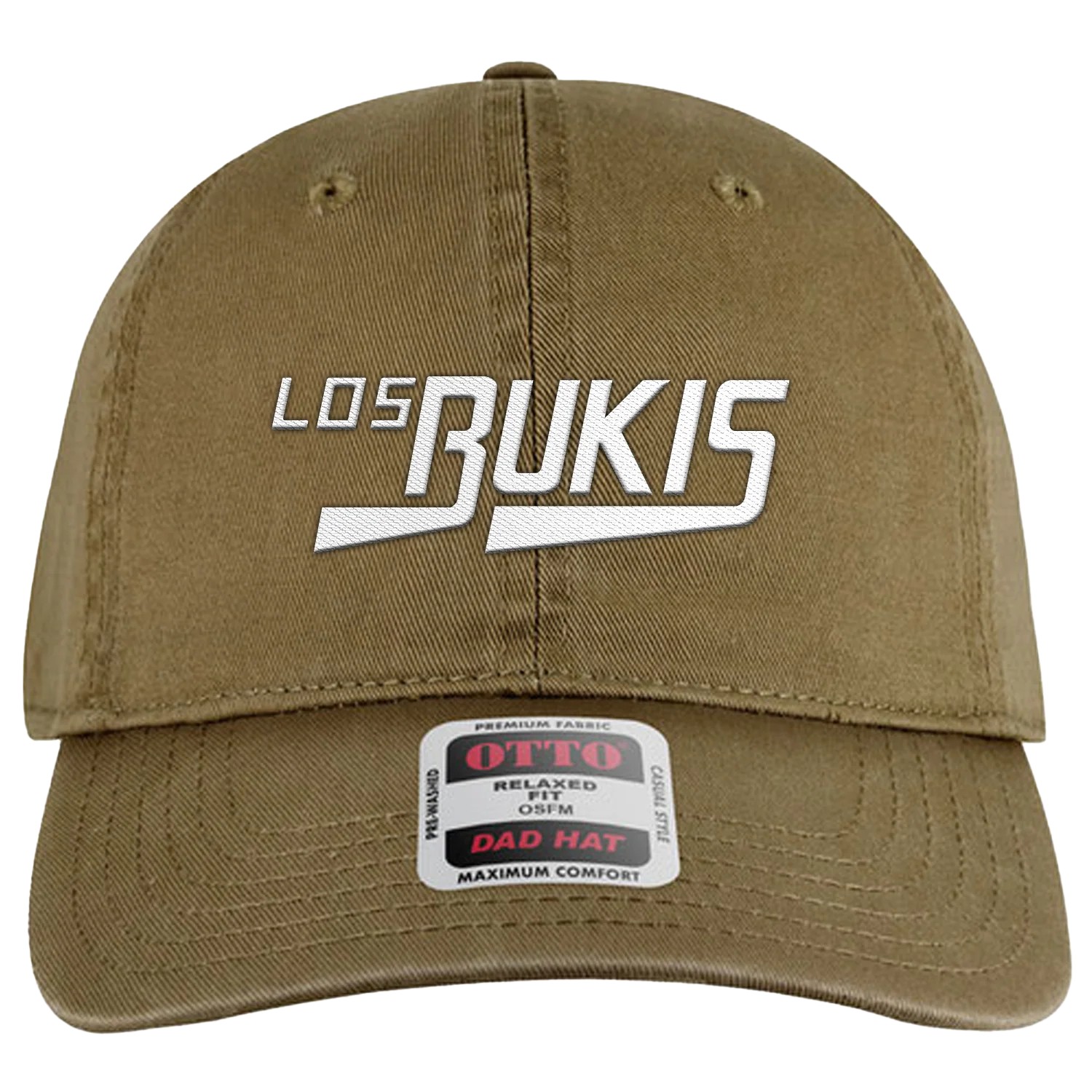 Los Bukis Khaki Classic Logo Dad Hat with White Embroidery