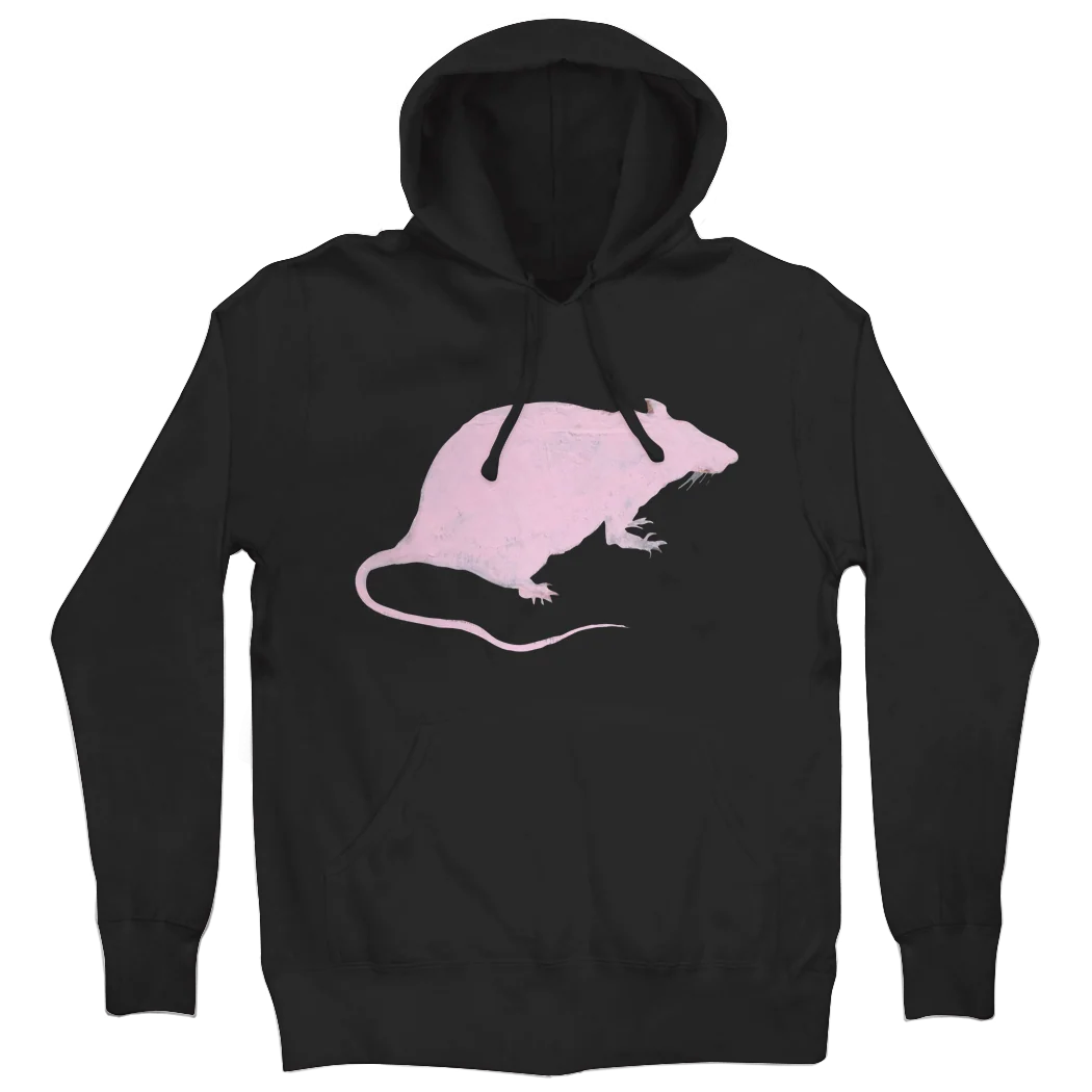 Lindsey Way Pink Rat Pullover Hoodie in Black