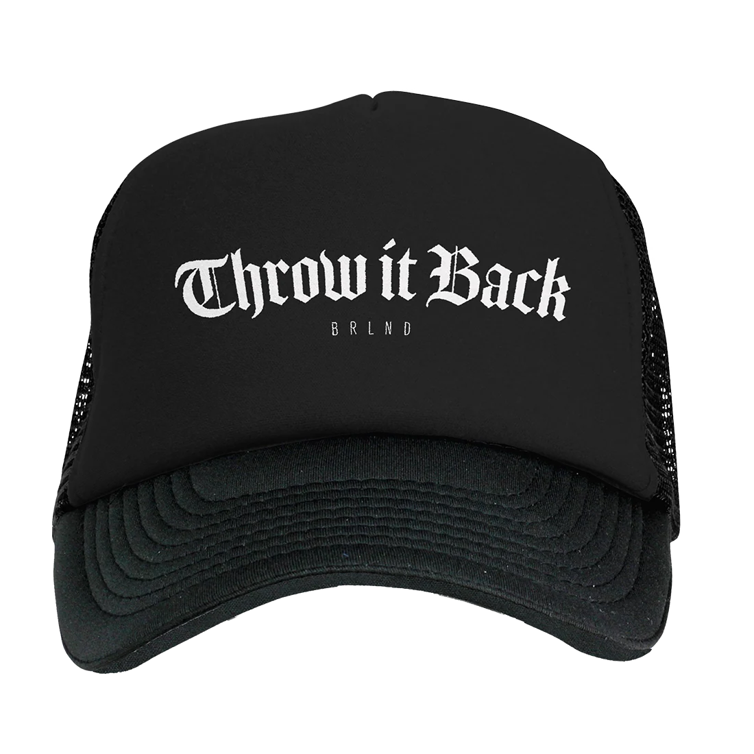 BRELAND Throw it Back 黑色卡车司机帽（白色正面印花）