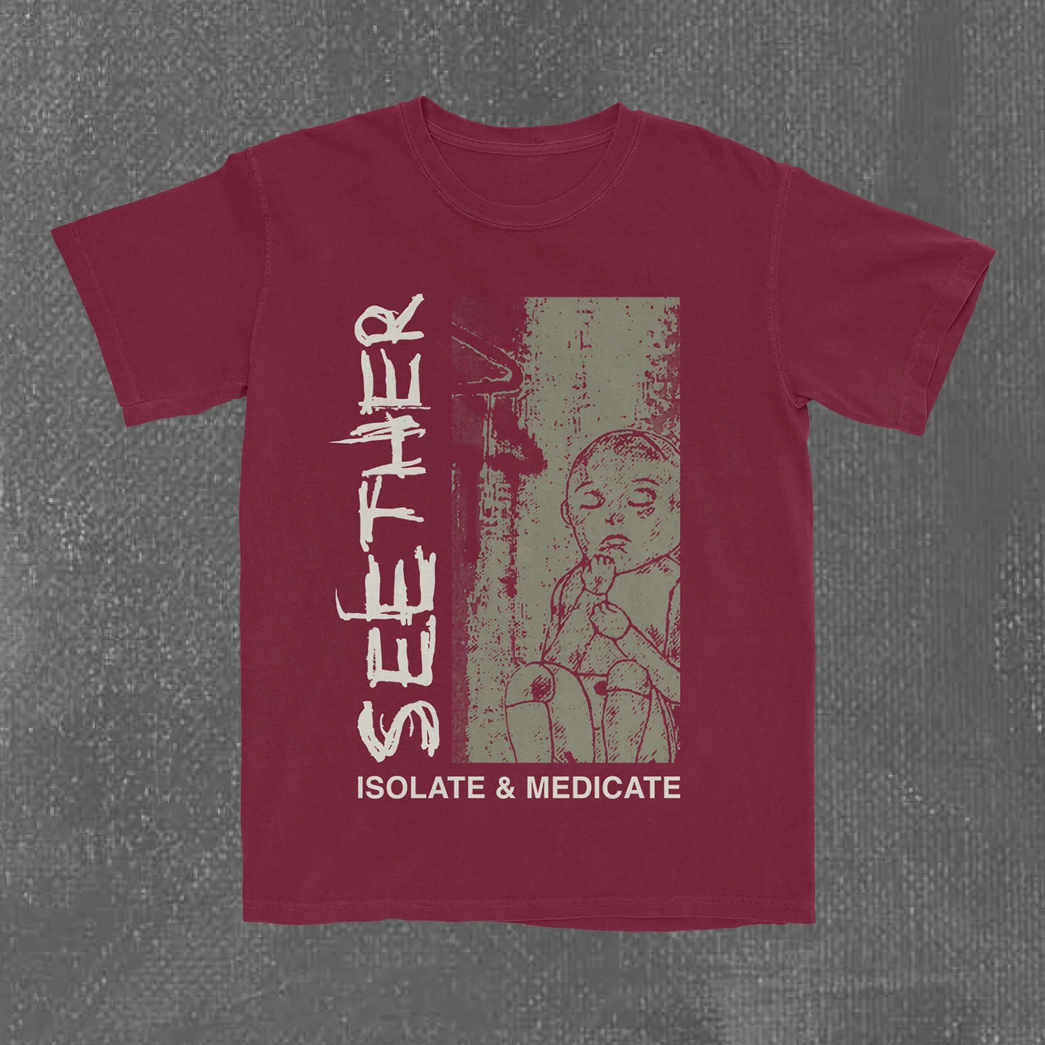 Isolate and Medicate T-Shirt by Seether in Maroon Cotton
