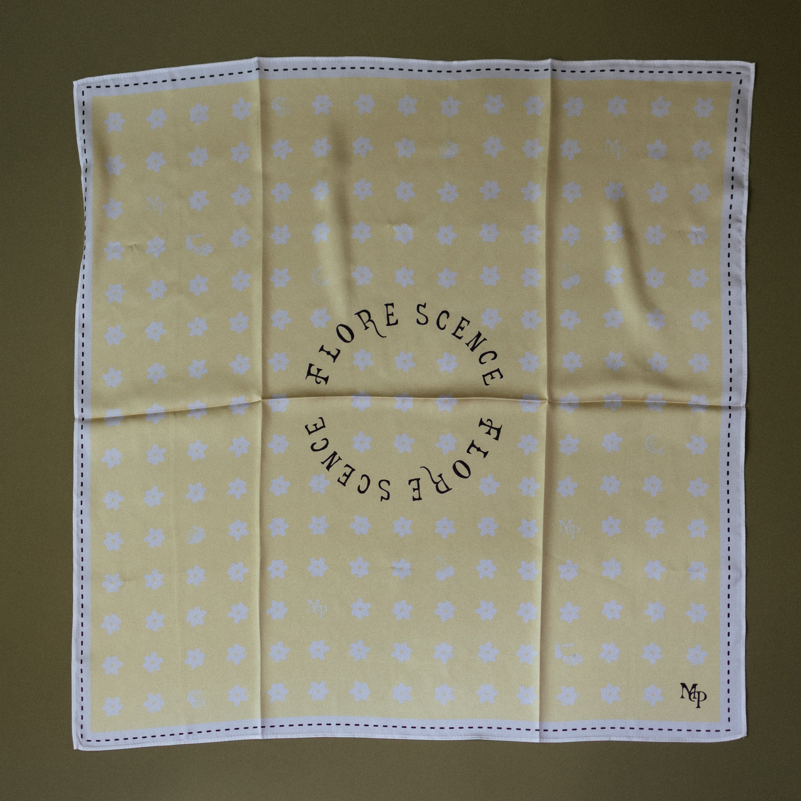 Florescence Scarf in Pale Yellow with Floral Album Print