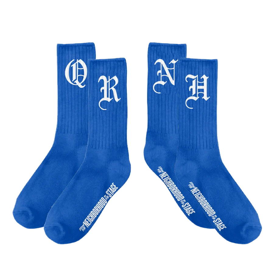 Quando Rondo QR/NH Initial Socks with Stage and Street Text