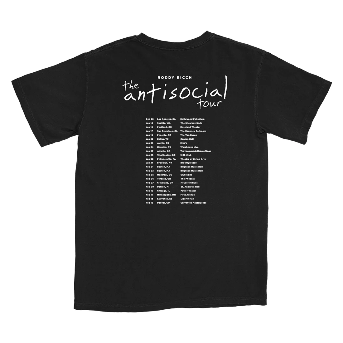 Roddy Ricch Antisocial Tour T-Shirt Black Unisex