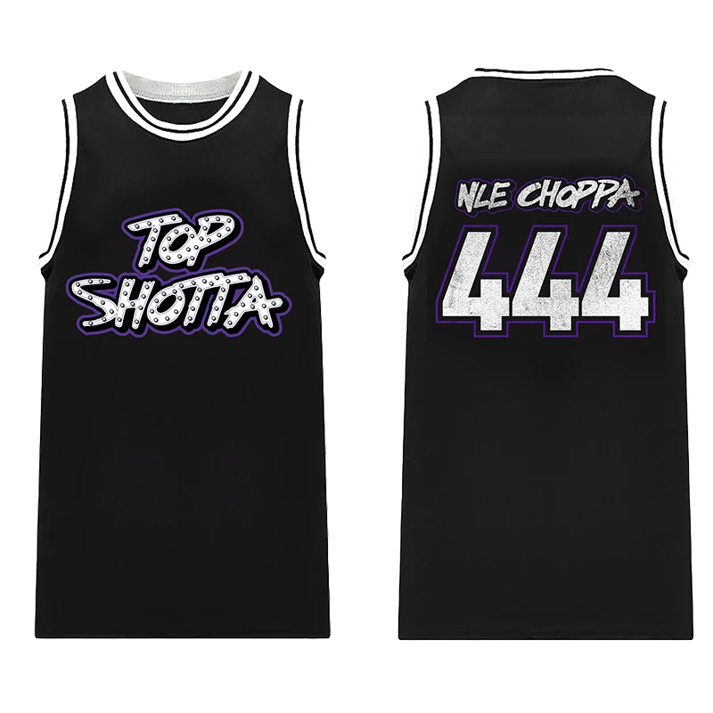NLE Choppa Top Shotta 定制篮球球衣 黑紫配色