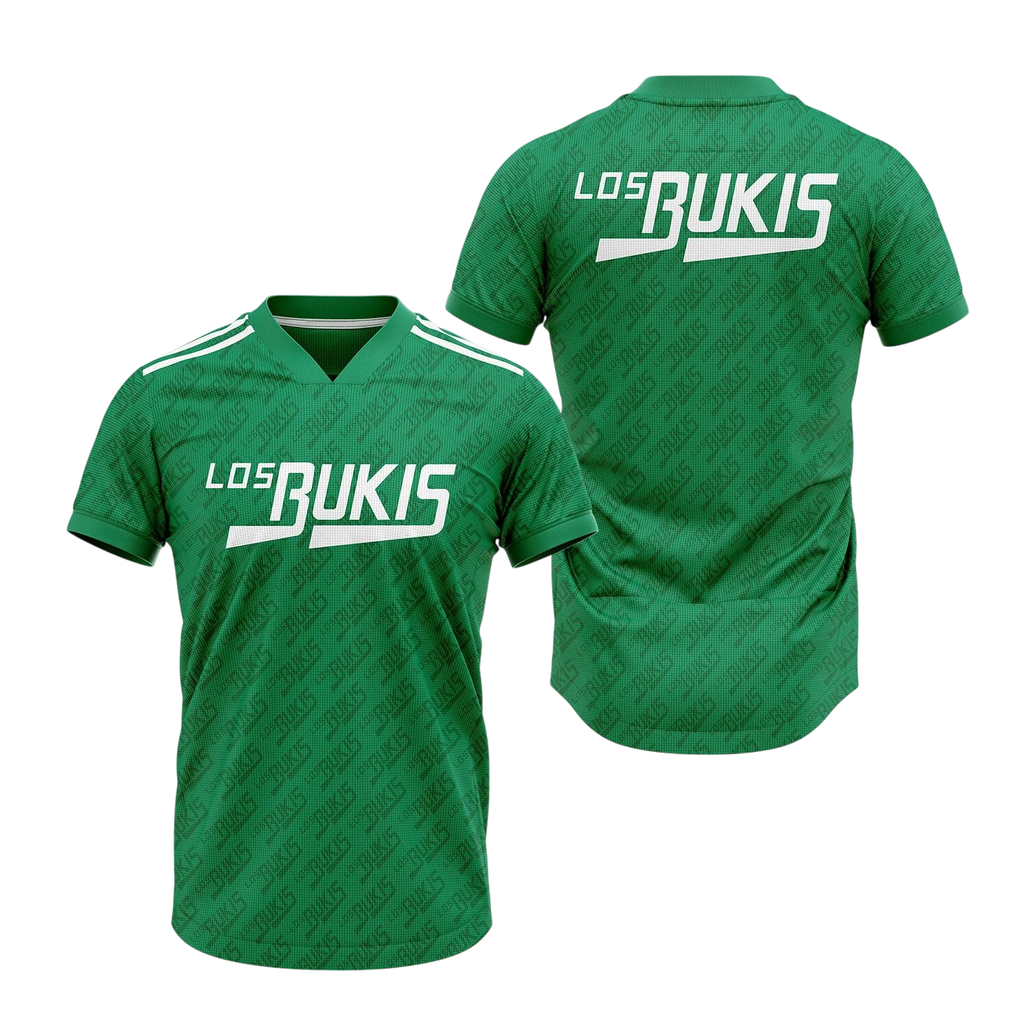 Los Bukis Futbol Jersey in Green with Logo Front and Back