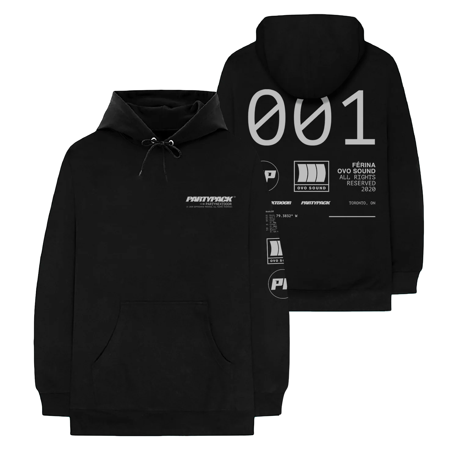 PARTYPACK Black Heavyweight Hoodie with Reflective Logos