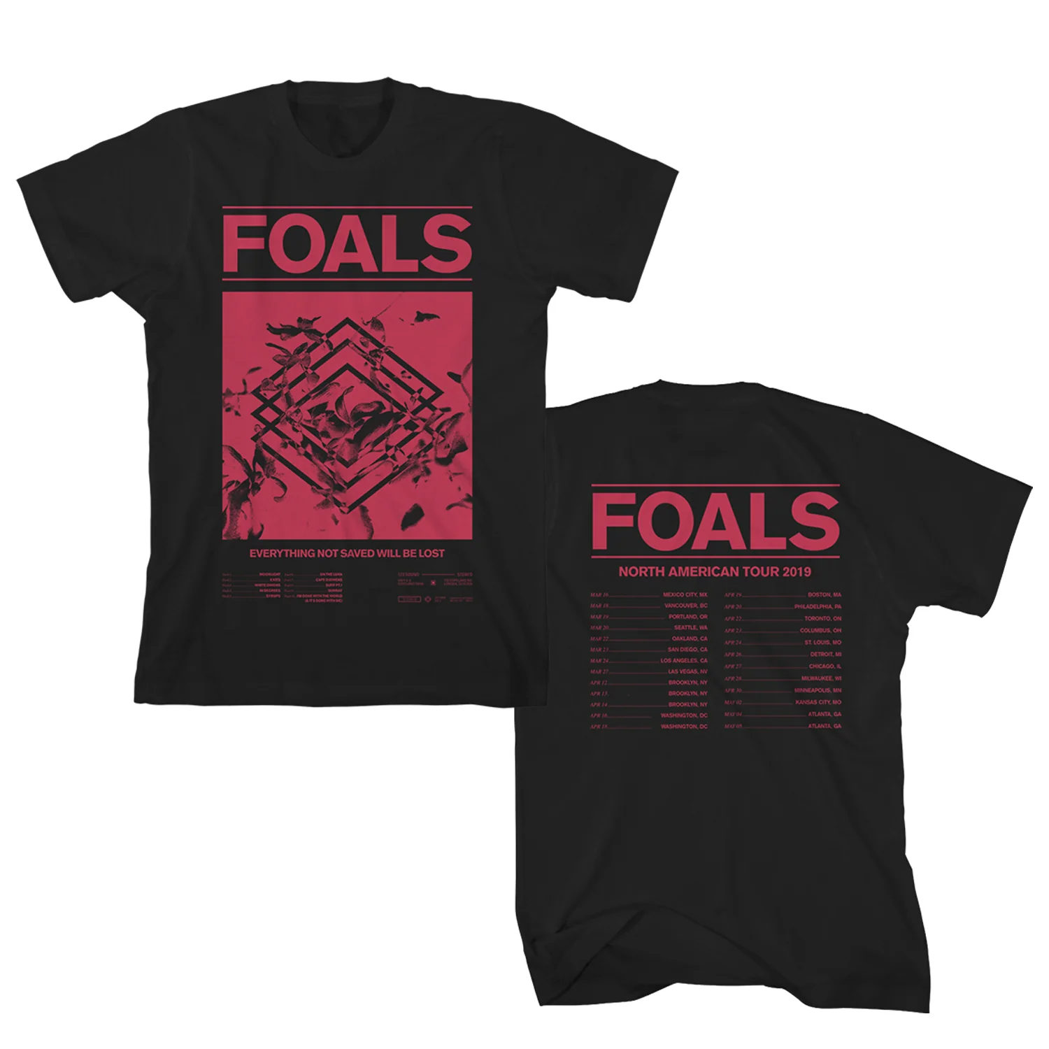 Foals Diamond Flowers Tour 黑色 T 恤