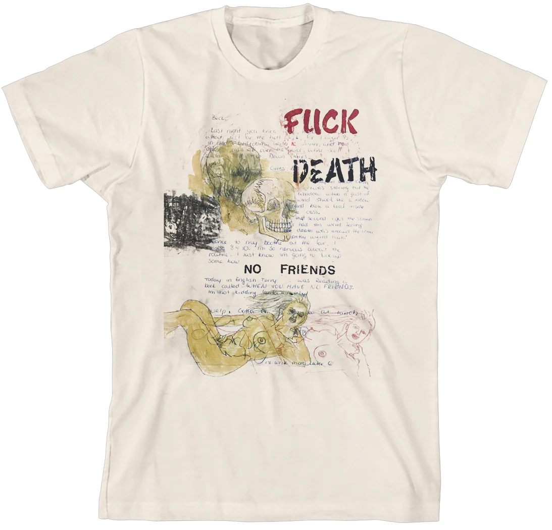 Lindsey Way Fuck Death No Friends Cream T-shirt