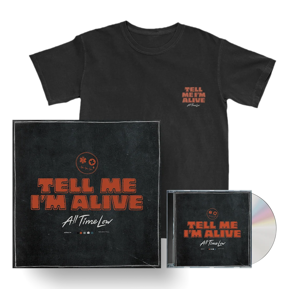 All Time Low Tell Me I'm Alive Signed CD and T-Shirt Boxset