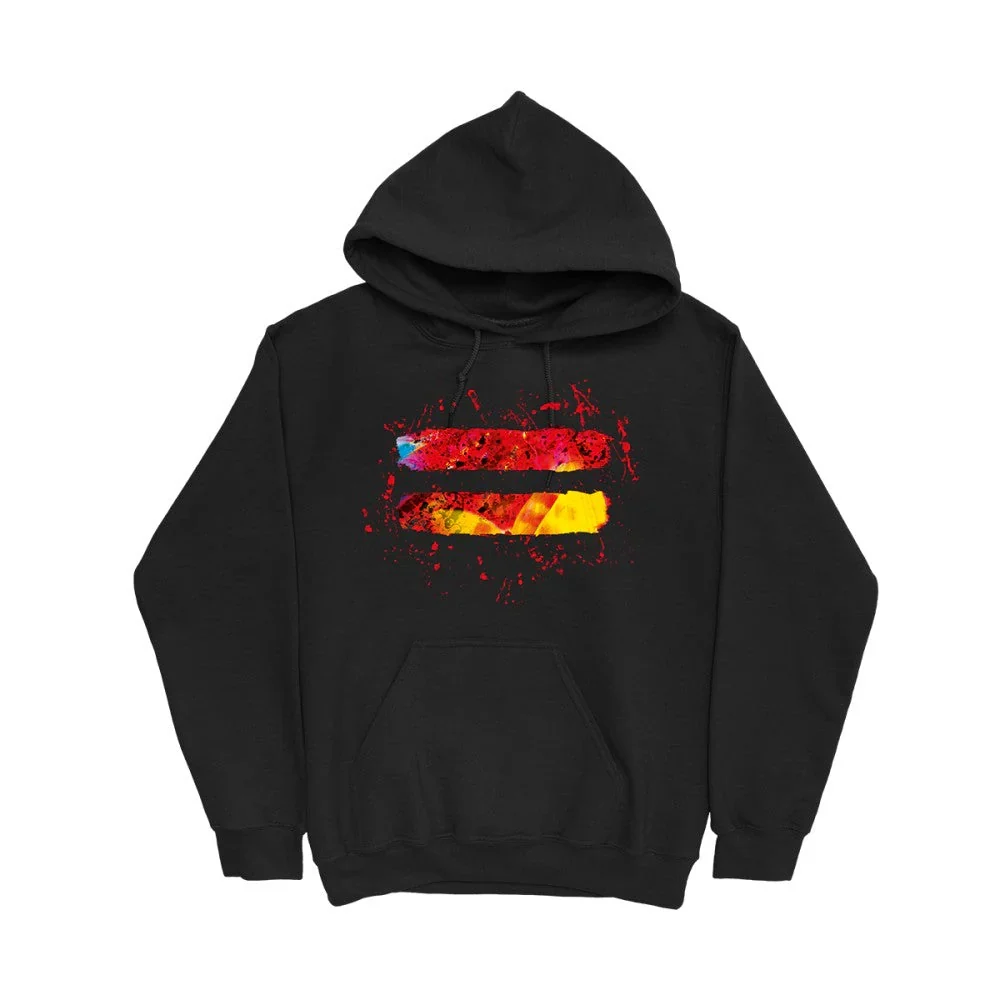 '=' Splatter Hoodie Black by Ed Sheeran with Paint Splatter Logo
